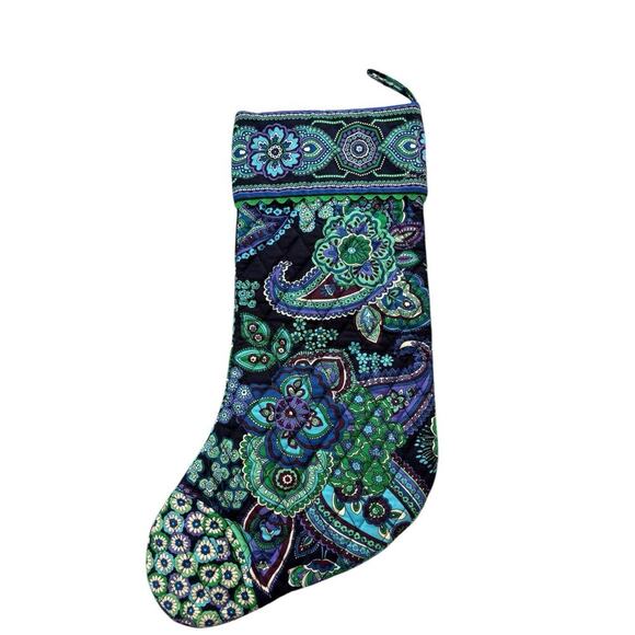 Vera Bradley Blue Rhapsody Christmas Stocking 17” With Jingle Bell Pocket - Picture 3 of 5